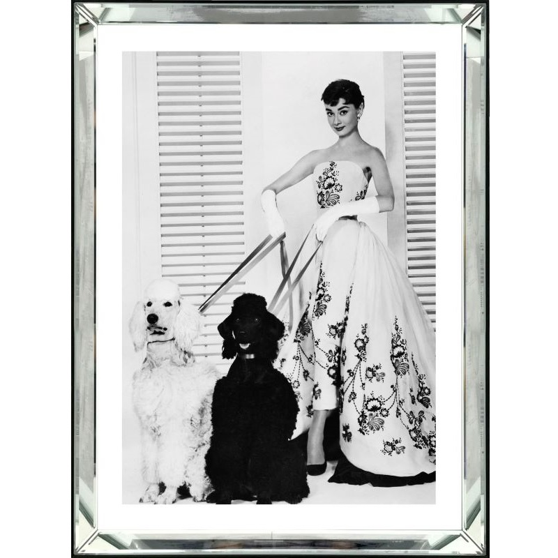 RH 08101 obraz w lustrzanej ramie gwiazdy kina Audrey Hepburn