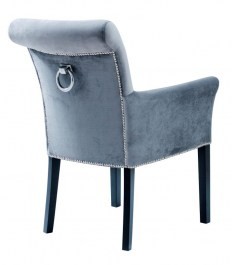 Tapicerowane krzesło z podłokietnikami PARIS 1 w welurowej tapicerce z taśmą tapicerską chromowaną i kołatką