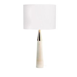 Biała, marmurowa lampa stołowa LIVIA glamour, biały abażur