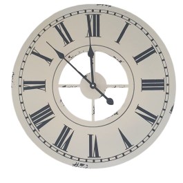 Biały zegar w stylu prowansalskim / vintage do salonu nad komodę